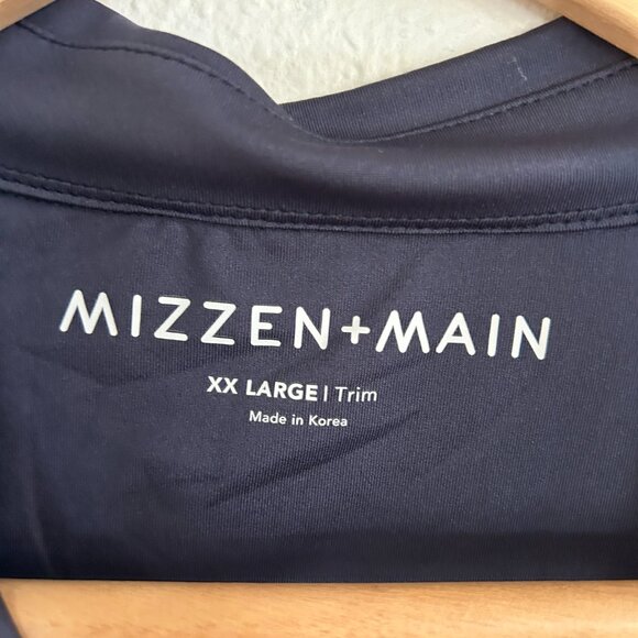 Mizzen + Main Versa Polo Shirt XXL Blue Geo Print Golf Trim Fit Performance - Picture 6 of 7